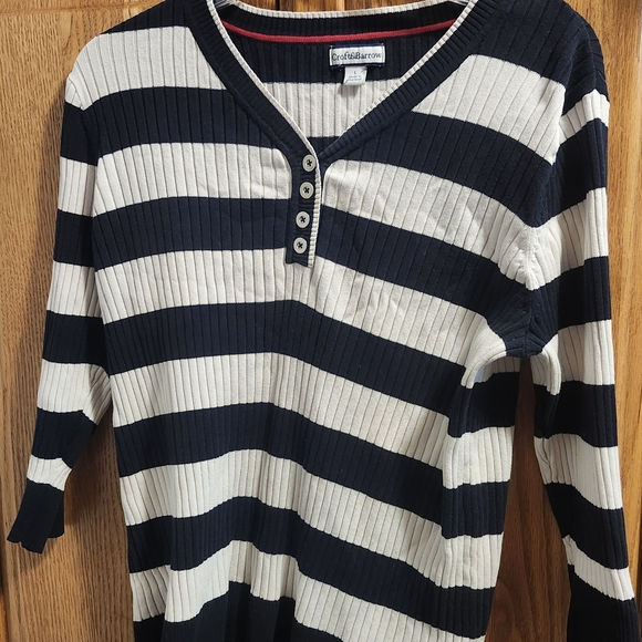 croft & barrow Sweaters - Nautical Blue and White Striped Sweater
